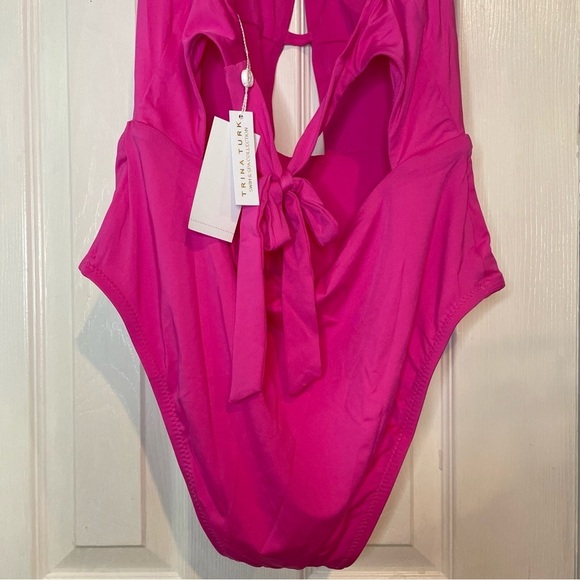 Trina Turk Monaco Halter One Piece Swimsuit Rose Size 10 - Picture 8 of 14